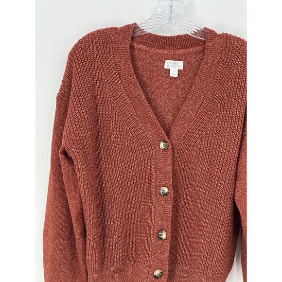 Market & Spruce Rust Button Front Cardigan Sweater Women’s Large Soft Knit - Picture 4 of 16